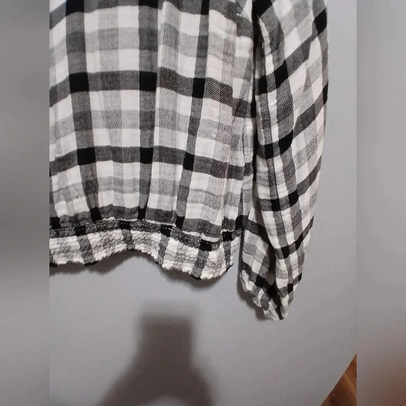Cloth & Stone Anthropology Black & White Gingham Cinched Womens Small Preppy Y2K - Picture 3 of 7